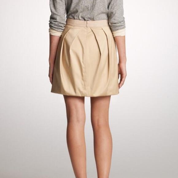 J Crew Tan Beige Lunette Tulip Pleated Mini Skirt 2 XS Extra Small - Picture 5 of 10